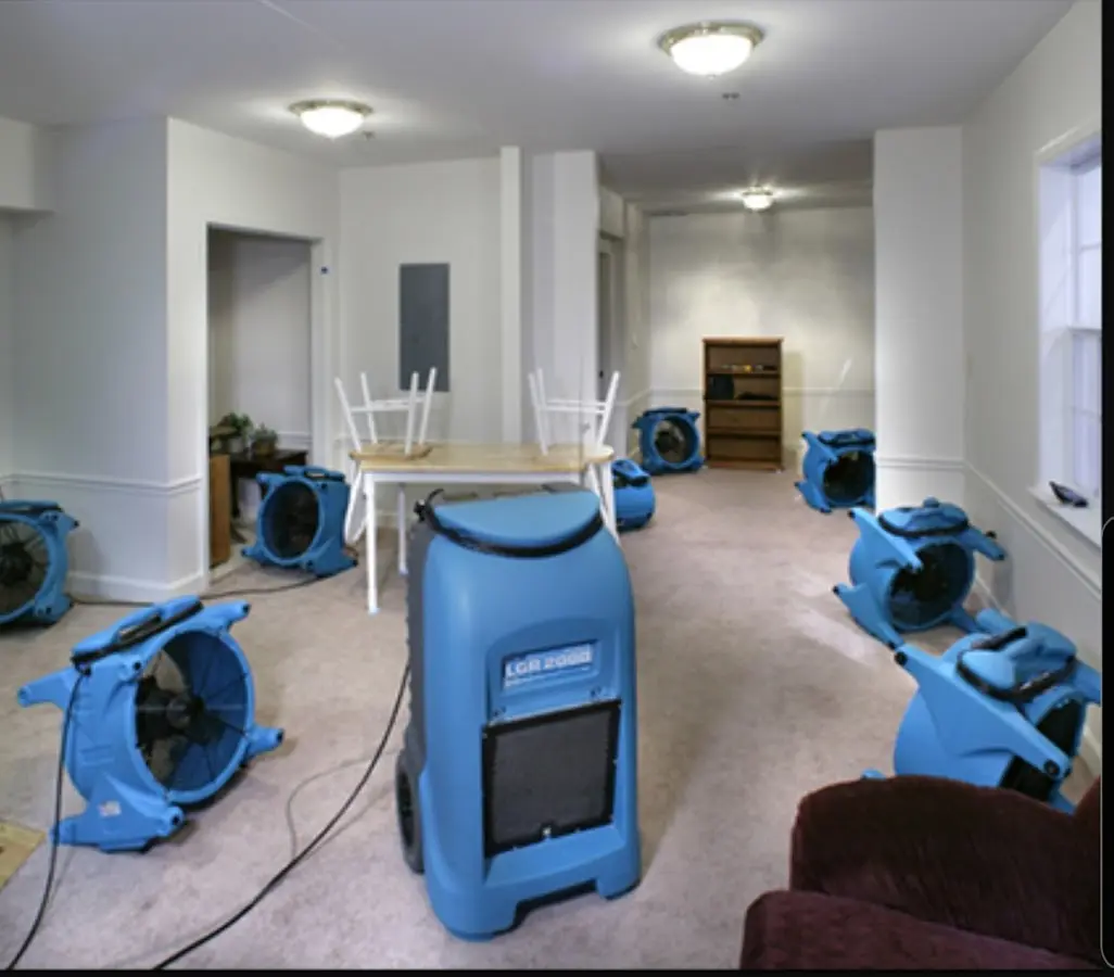 Air movers and dehumidifier setup for Water Extraction & Removal in Josephine